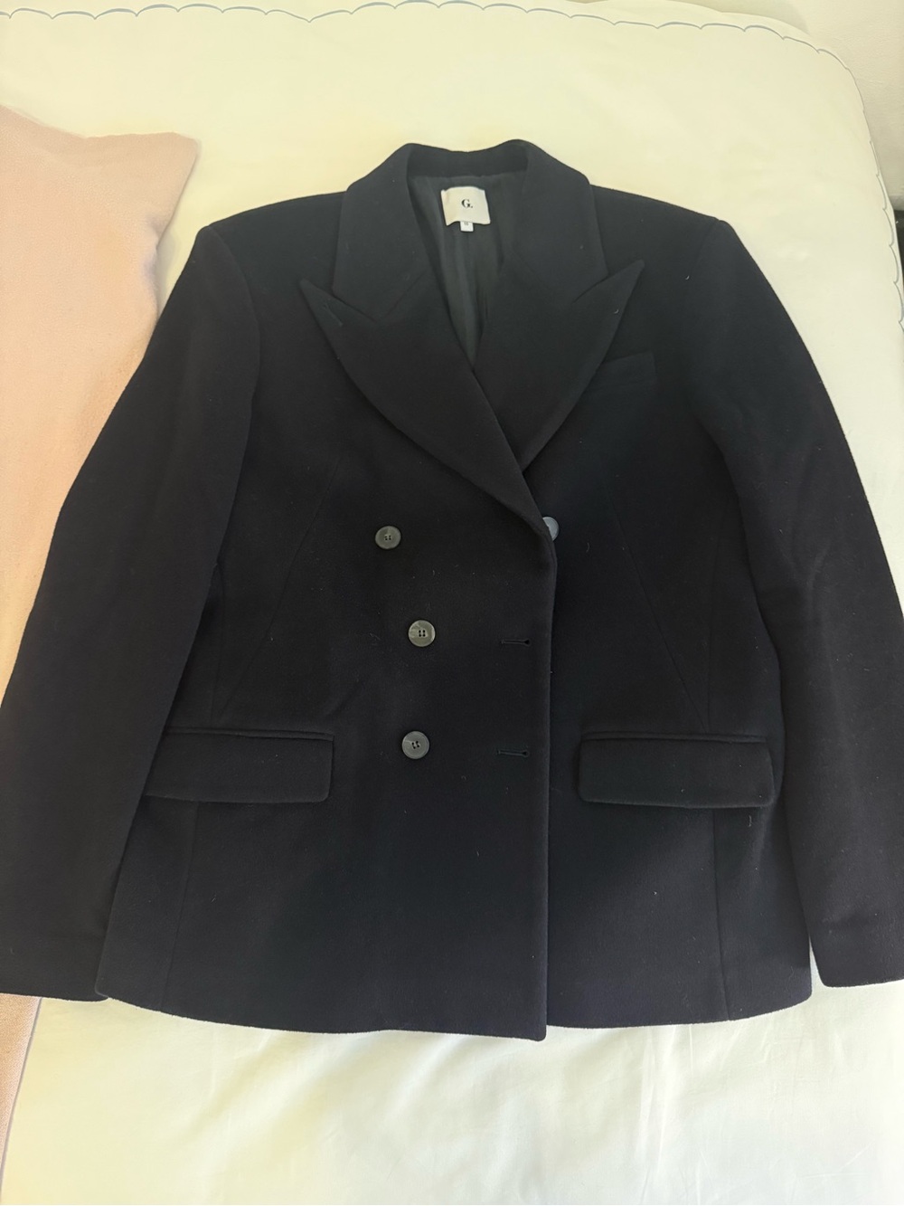 Goop Classic Double-Breasted Peacoat - Navy